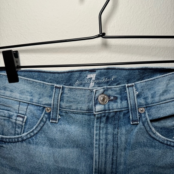 7 for all Mankind Jean Shorts Women's Size 27 Blue Medium Wash Cutoff Festival - Picture 2 of 4